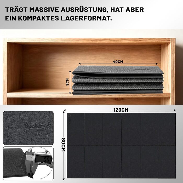 Складаний захисний килимок під тренажер (120x80 / 200x90 см) — протиковзний мат для бігової доріжки, еліптичного та велотренажера, товщина 6 мм, амортизаційний килим для йоги