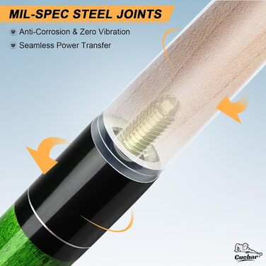 CUEBAR Більярдний кий, 147.3 см, 2-секційний з горіха, з наконечником 13 мм та льоновим грифом, для домашньої більярдного столу, для дорослих, 8 кольорів, 4 варіанти ваги (510 г, 538 г, 567 г, 595 г), колір: зелений, вага: 540 г