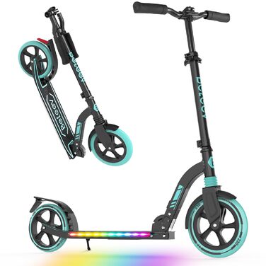 Самокат BELEEV Roller Kinder 6 років, 230мм, LED підсвітка, ABEC-7, регульована висота, ремінь, алюмінієвий, для міста, підлітковий