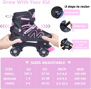 Ролики дитячі світлодіодні ERNAN для дівчаток та хлопчиків, 4 розміри, комфортні, для початківців