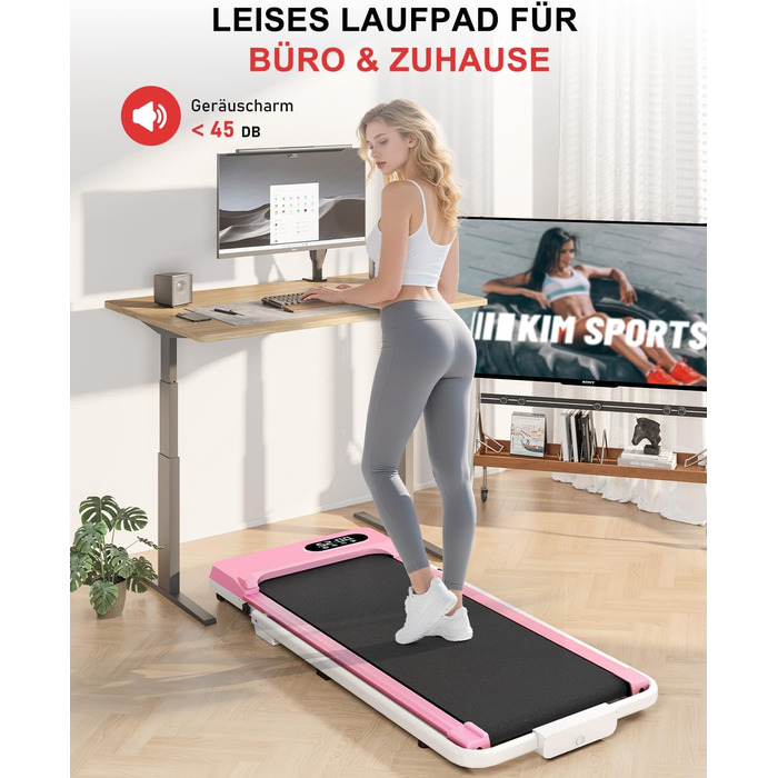 Walking Pad Klappbar з нахилом - 4 в 1 біговий килимок з нахилом 7% для дому (Рожевий)
