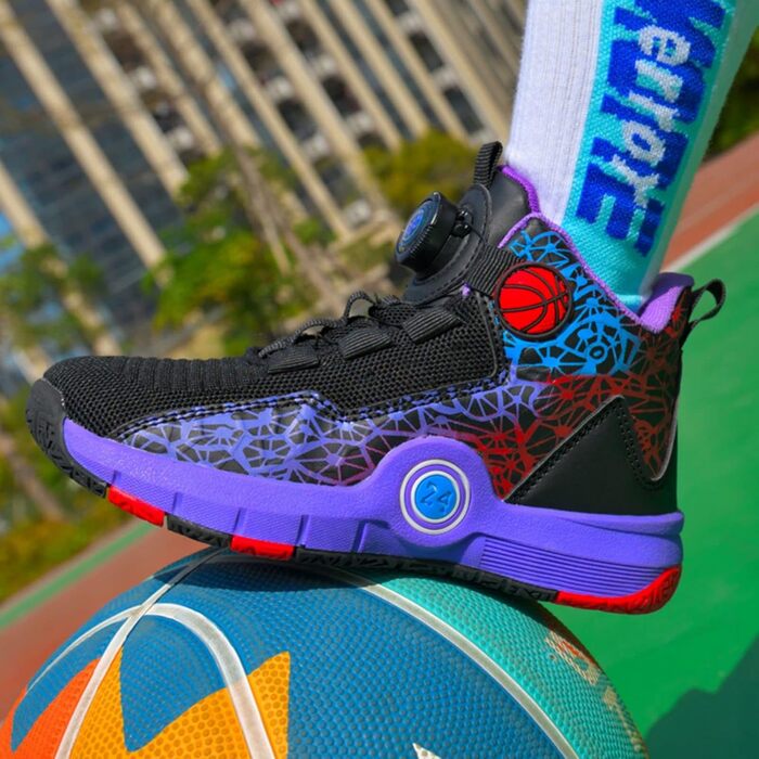 Баскетбольні кросівки High Top Anti Rutsch: легкі, дихаючі, зелені (33 EU, вузька ширина, чорно-фіолетові)