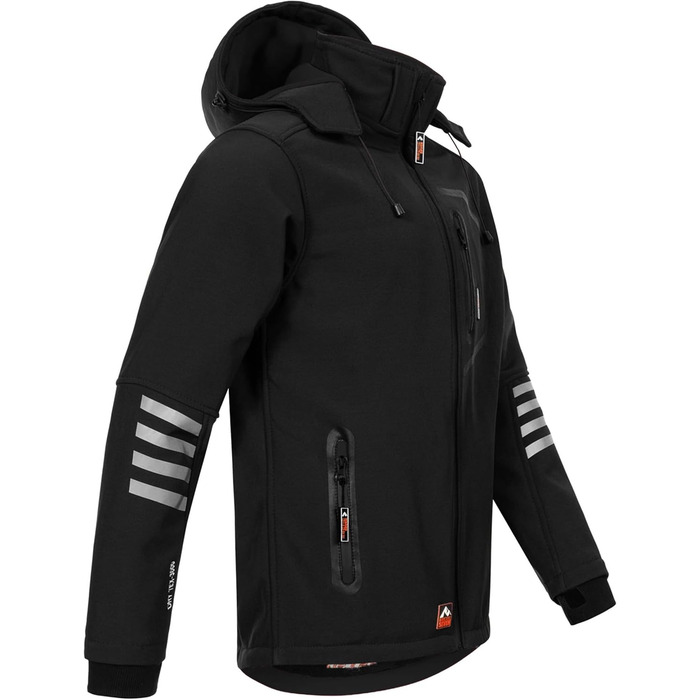 Чоловіча softshell куртка AS301 водонепроникна та дихаюча з флісовою підкладкою для активного відпочинку, чорно-помаранчева, розмір S
