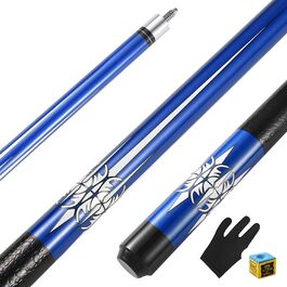 Більярдний кий ASMPCUE Pool Queue, 58 дюймів, з твердим деревом, наконечник 13 мм, для професійних гравців, 1/2 кий, блакитний