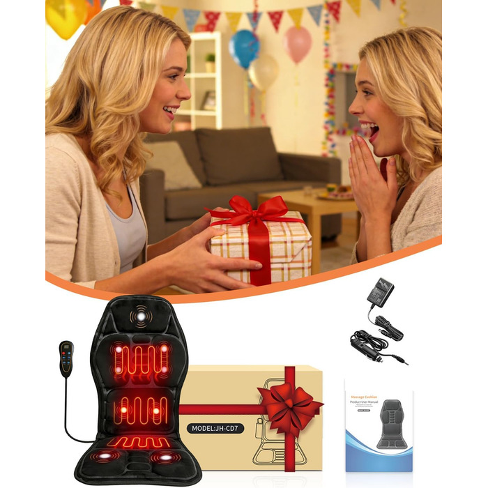 Електрична масажна подушка для спини та шиї з підігрівом та вібрацією. Масажна подушка для крісла, для дому та офісу