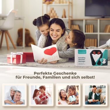 Масажер для шиї та спини ELEHOT з підігрівом, Shiatsu масаж шиї, плечей, спини, попереку, ніг та м'язів. Регульована швидкість, для дому, офісу, авто. Чорний, PU-шкіра