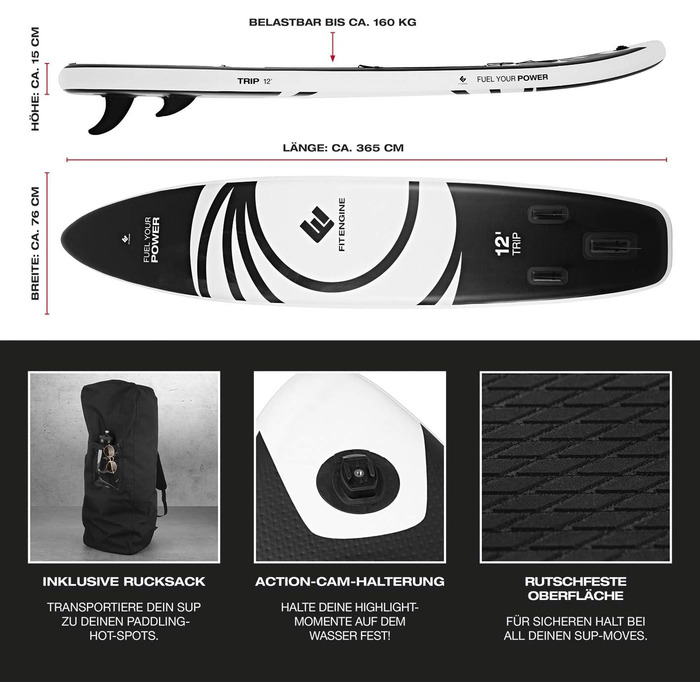 Надувне SUP-борд FitEngine SUP Allrounder Racer Junior 8' - 12'' | Комплект з Drybag, чохлом для телефону та ін. | Якість Drop-Stitch від Allrounder 12' - 365 см