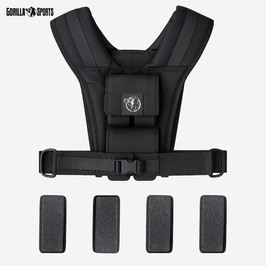 Вагова жилетка GORILLA SPORTS на 10 кг, регульована універсальна жилетка з обвагрузками для бігу та тренувань, нейлон, для жінок та чоловіків