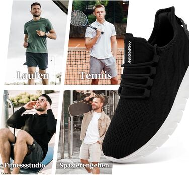 Чоловічі кросівки для бігу та занять спортом: легкі, дихаючі, універсальні. Ідеально для тенісу, фітнесу та походів. Розмір 39 EU, колір чорно-білий