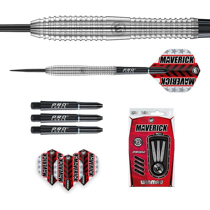 Дартс WINMAU Maverick 21-25 грам, професійний, стілтіп, вольфрамовий, комплект з оперенням та стержнями