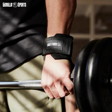 Лямки для тяги GORILLA SPORTS зі сталевим гаком, неопренові напульсники для важкоатлетики та бодібілдингу, 7 мм