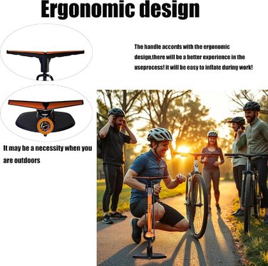 Насос для велосипеда GOBKO з манометром, 160 PSI, 11 Bar, для шосе, MTB, спортивних м'ячів, помаранчевий