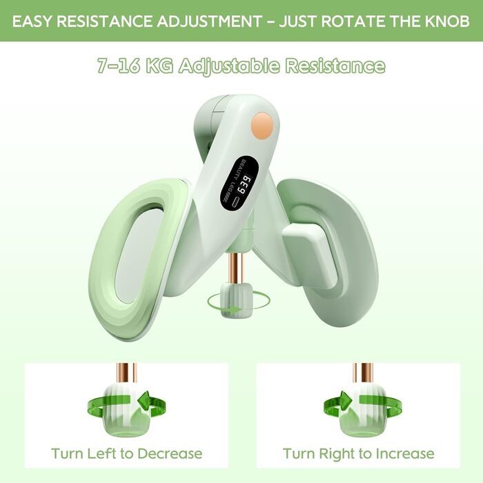 Тренування тазового дна для жінок: пристрій для зміцнення м'язів, регулювання ваги 7-16 кг, фітнес для дому, зелений