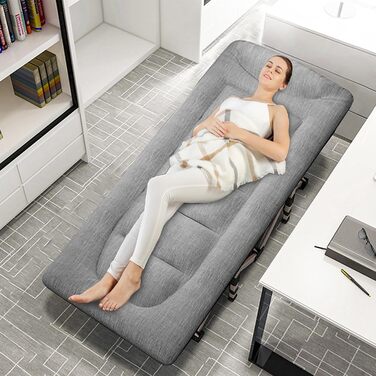 Кемпінгове ліжко Caliyo складне, з матрацом 200 x 80 x 40 см, до 200 кг, з мішком для зберігання, сірий