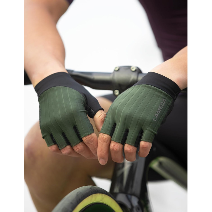 Велосипедні рукавички Lameda: тонкі, літні, напівпальцеві, дихаючі, еластичні, прохолодні, неслизькі, для шосе та MTB, чоловічі та жіночі, зелені