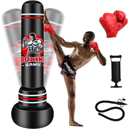 Надувний боксерський мішок QAMIC для дорослих, 180 см, з рукавичками та насосом, PVC 0,5 мм, для MMA, муай-тай, фітнесу, тренувань