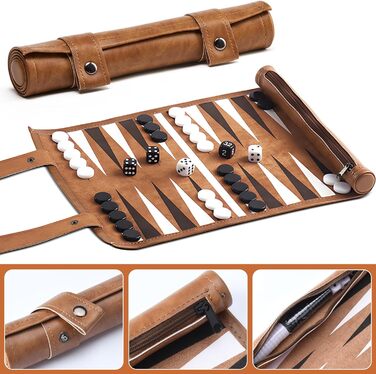 Набір для гри в шашки (бекґеммон) з масивного дерева - класична гра для сім'ї, подорожей та любителів стратегії, портативна та довговічна