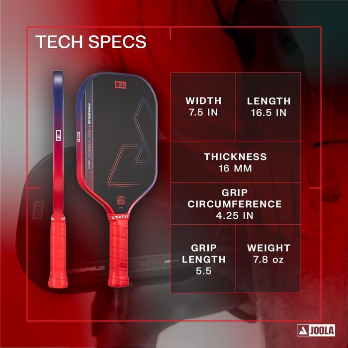 Паддл для піклболу JOOLA Vision/Double Vision з SK-фолією, USAP-сертифікат (Perseus Heat Vision - Blaze Red)