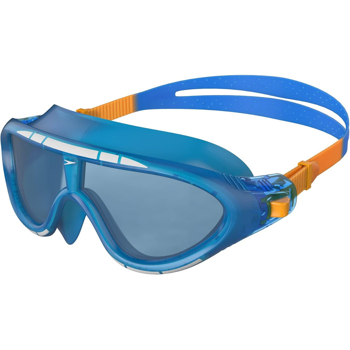 Дитяча маска для плавання Speedo Biofuse Rift, антифог, захист від протікання, синьо-оранжева, універсальний розмір