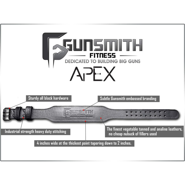 Пояс для важкої атлетики Gunsmith Ultra-Premium, ручна робота, чорний, для чоловіків і жінок, фітнес, пауерліфтинг, олімпійський спорт, тренажерний зал