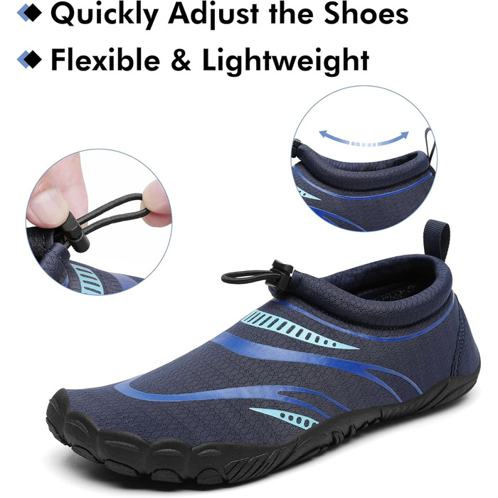 Чоловічі та жіночі аквашузи Mishansha для плавання та відпочинку на воді, чорно-морського кольору (37 EU)