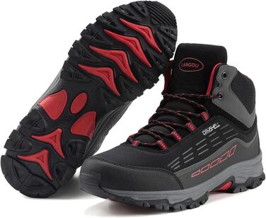 Туфлі для хайкінгу/трекінгу чоловічі та жіночі, водонепроникні, легкі, 37-46 EU, чорно-червоні, середньої висоти