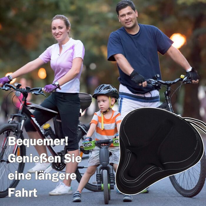 Покриття на сидіння велосипедного крісла Daway з силіконовим гелем та піною Memory Foam - XL/L/M/S, 30 x 27 см, чорний