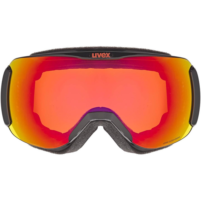 Гірськолижна маска uvex Downhill 2100 CV, чорна, дзеркальна лінза scarlet, colorvision orange (S2)
