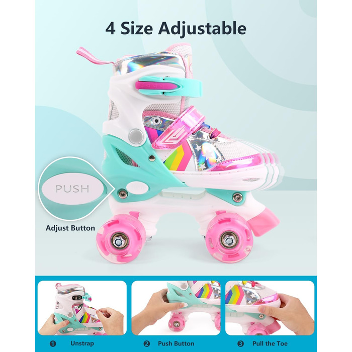 Дитячі ролики Ceestyle Verstellbare з регульованим розміром, світлові колеса, для хлопчиків та дівчаток, розмір 27-37 (4 розміри), рожеві