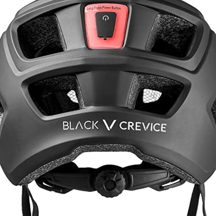 Велосипедний шолом Black Crevice MTB Enduro з LED підсвіткою, розмір S/M 54-58 см, чорний