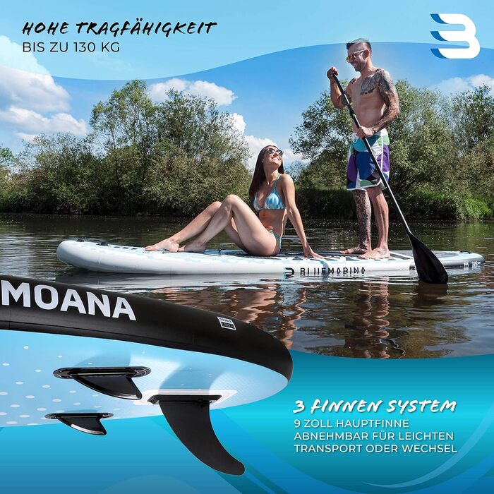 Надувна SUP-дошка Bluemarina Moana 305x75x15 см, серфборд із комплектом, гарантія 5 років, вантажопідйомність 130/180 кг