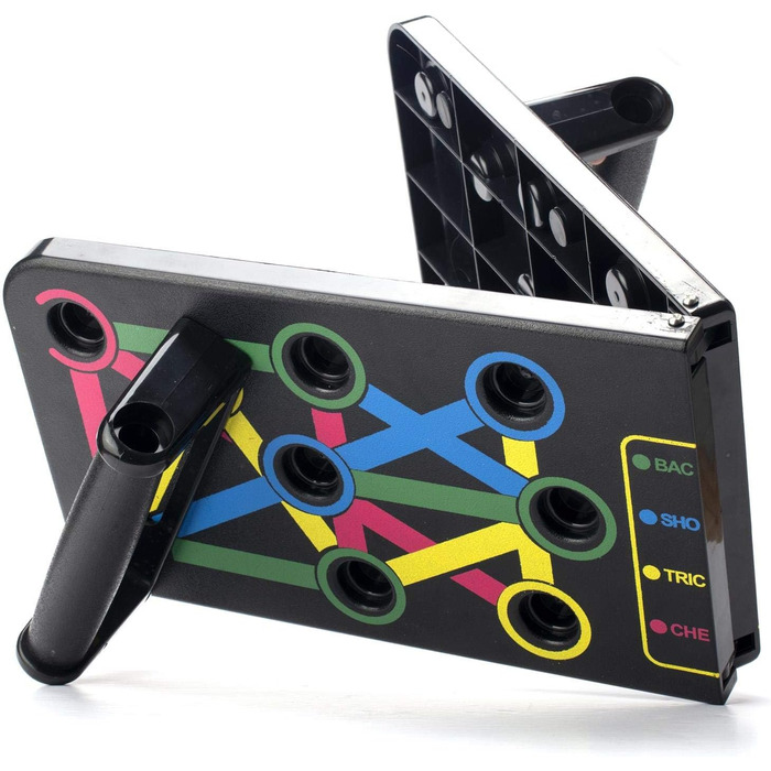 JL Sport Тренажер для віджимань 14-в-1 Push-Up Rack Board для дому та фітнесу, чорний, багатокольоровий