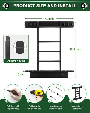 Стенд для більярду на 6 київ Regal, чорний колір, з полицею для аксесуарів, з дуба, для ігрової кімнати, клубу або чоловічої зони
