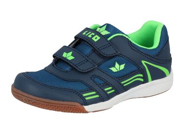 Дитячі унісекс кросівки для залу Lico Active Indoor V Multisport, темно-сині з лимонним, розмір 35 EU