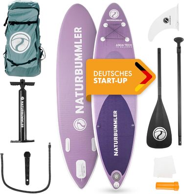 SUP-дошка Naturbummler 330x81x15 см CO2-нейтральна, повний комплект, для початківців і досвідчених, німецький бренд, лілова