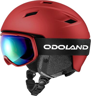Шолом для лиж та сноуборду Odoland з маскою, червоний (52-55 см)