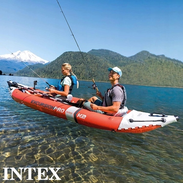 Надувний каяк Intex Excursion PRO K2 з комплектом весел, сидінь та насосом