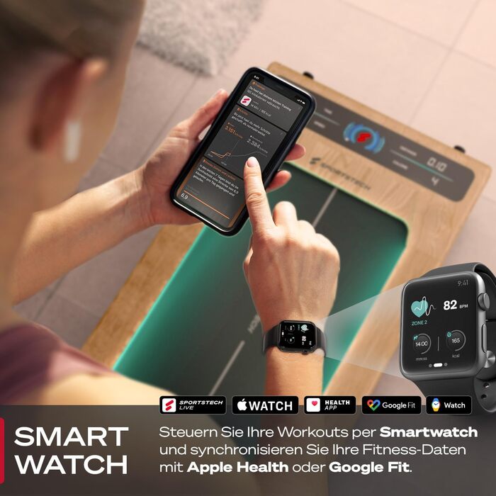 Біговий тренажер Sportstech для дому, Walking Pad, швидкість 1-8 км/год, тренажер під стіл, кут нахилу 11,5%, тихий, з підключенням до додатку, максимальне навантаження 120 кг, компактний, LCD дисплей, для дому та офісу, sWalk (sWalk LWD)