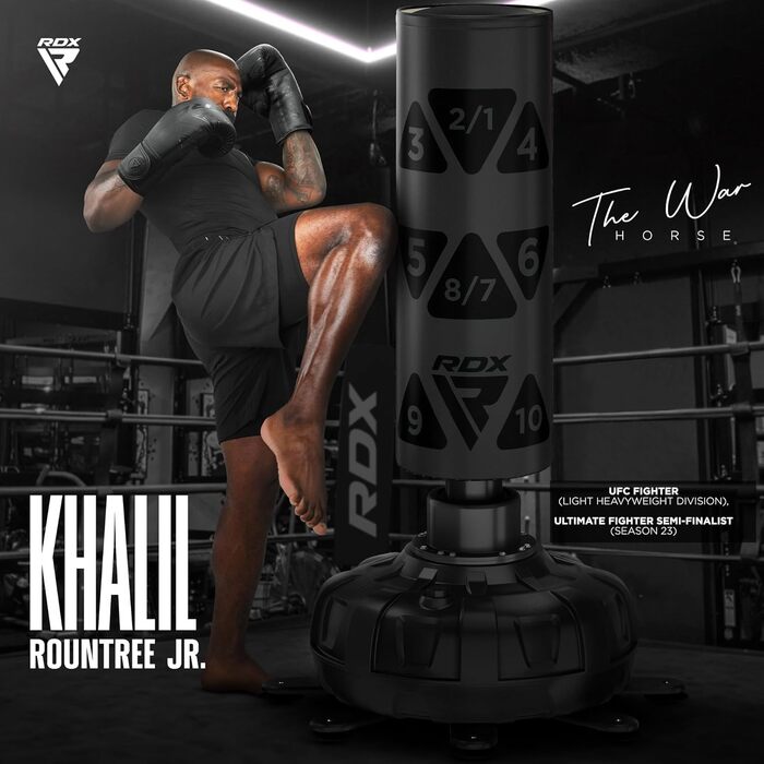 Стенд-бокс RDX 6FT 330LB для дорослих, комплект з рукавичками та чохлом XXL, чорний. Ідеально для MMA, кікбоксингу, бойових мистецтв.