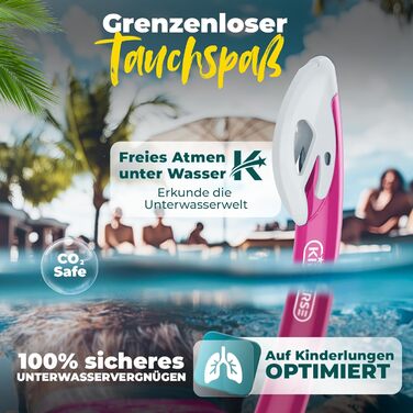 Набір для снорклінгу KIDVERSE для дітей 5-16 років - маска та трубка для дівчаток та хлопчиків, рожевий колір