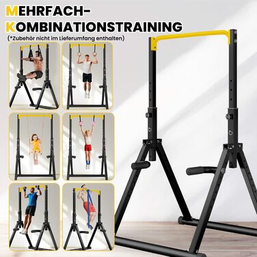Стійка для віджимань та підтягувань DOBESTS Faltbar Power Tower - багатофункціональний тренажер для дому, чорний (4 жовтих акцентів)