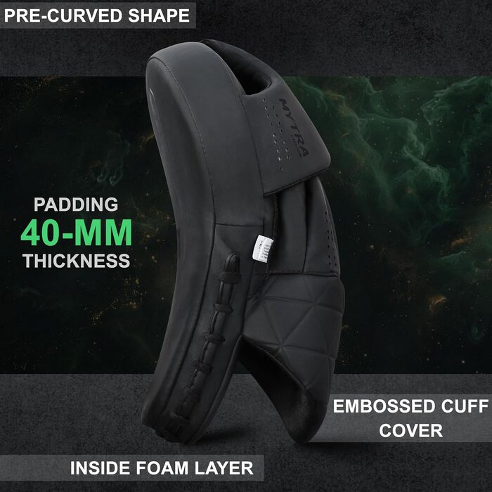 Рукавиці для боксу Mytra Fusion Box Pratzen Gebogen - чорні, для MMA, муай-тай, карате, кікбоксингу