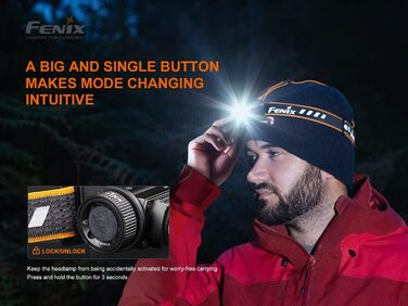 Фенікс HM60R ліхтарик на голову LED з 1300 люменів, акумулятор 3400mAh, USB-C, червоне та біле світло, SOS