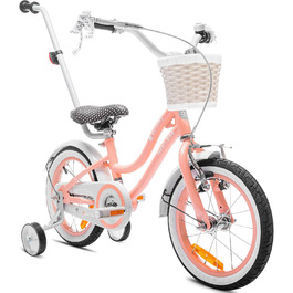 Дитяче велосипед Sun Baby Heart Bike 14 дюймів для дівчаток 2-6 років, знімний ручка-штовхач, кольоровий (Абрикос)