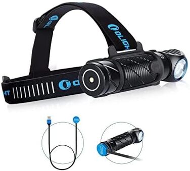 OLIGHT Perun 2: налобний ліхтар 2500 люмен, 166 метрів дальність, USB, 5 режимів, таймер, для бігу, риболовлі, кемпінгу, чорний