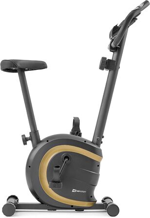 Велотренажер Hop-Sport HS-015H для дому, компактний, для літніх людей, із пульсометром та антиковзаючими педалями, золото