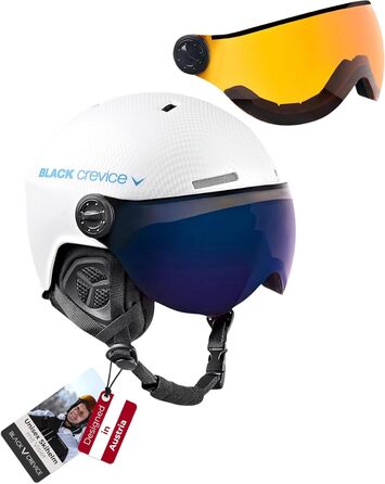 Шолом гірськолижний Black Crevice Arlberg з візором (S, 51-54), карбон білий/синій