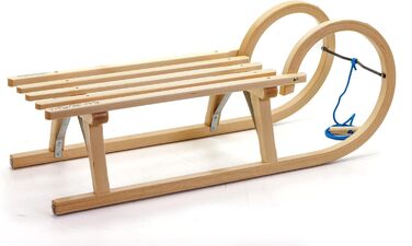 Дерев'яні сани HolzFee Baran S 95 з букового твердого дерева, рогаті, для дітей та дорослих