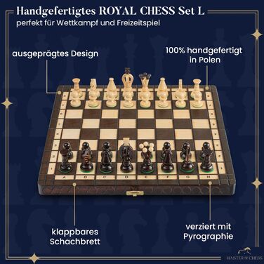 Шаховий набір ROYAL Master of Chess 35 см, дерев'яний, ручна робота, з фігурами, для дітей та дорослих, преміум якість