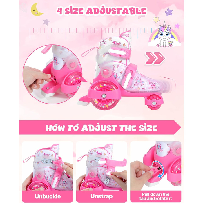 Дитячі ролики для дівчаток, регульовані, розмір 24-31, рожеві